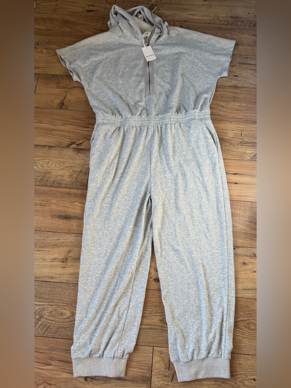Heather Gray Hoodie Jumpsuit, cozy, Athleisure, minimalist, Loungewear plus size